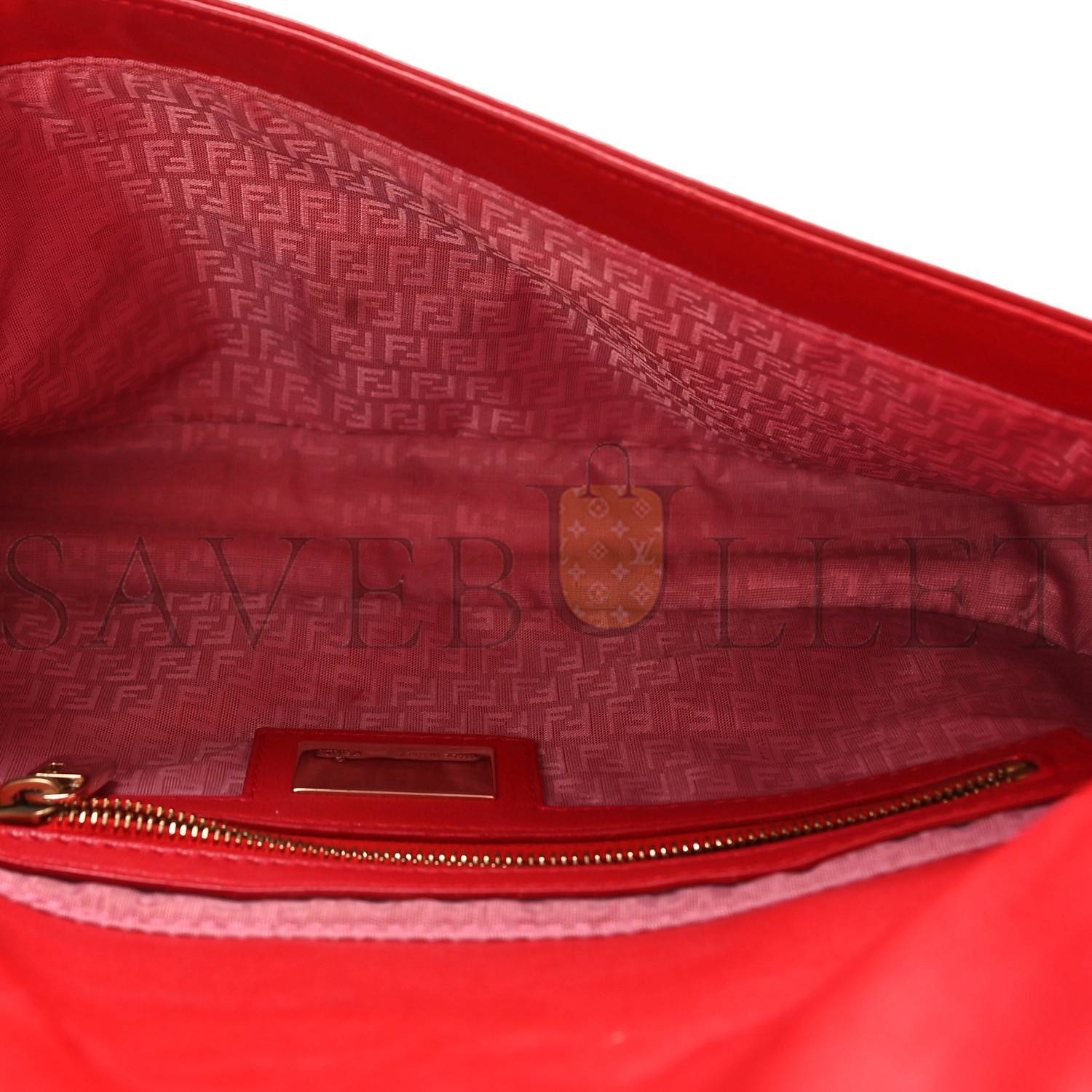 FENDI NAPPA LOGO EMBOSSED BAGUETTE RED (27*15*6cm)