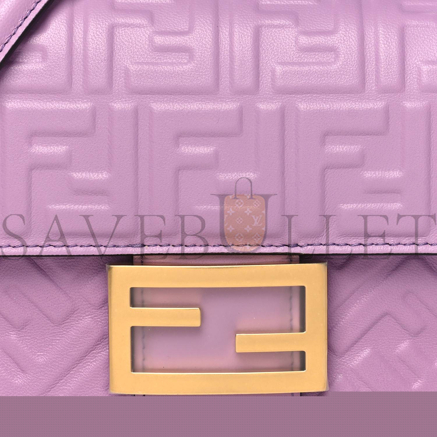FENDI NAPPA SMALL FF EMBOSSED MIDI CHAIN BAGUETTE VIOLETTA (23*13*6cm)
