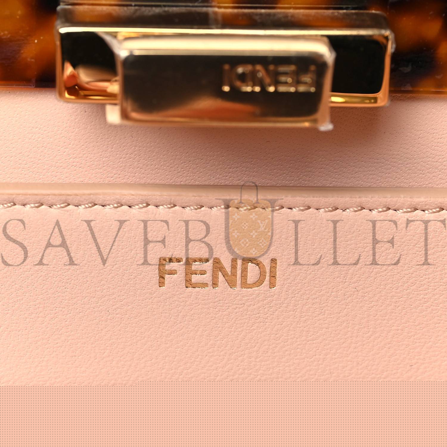 FENDI VITELLO SETA SHINY NAPPA PLEXIGLASS MEDIUM PEEKABOO I SEE U SATCHEL LIGHT ROSE (33*25*13cm)