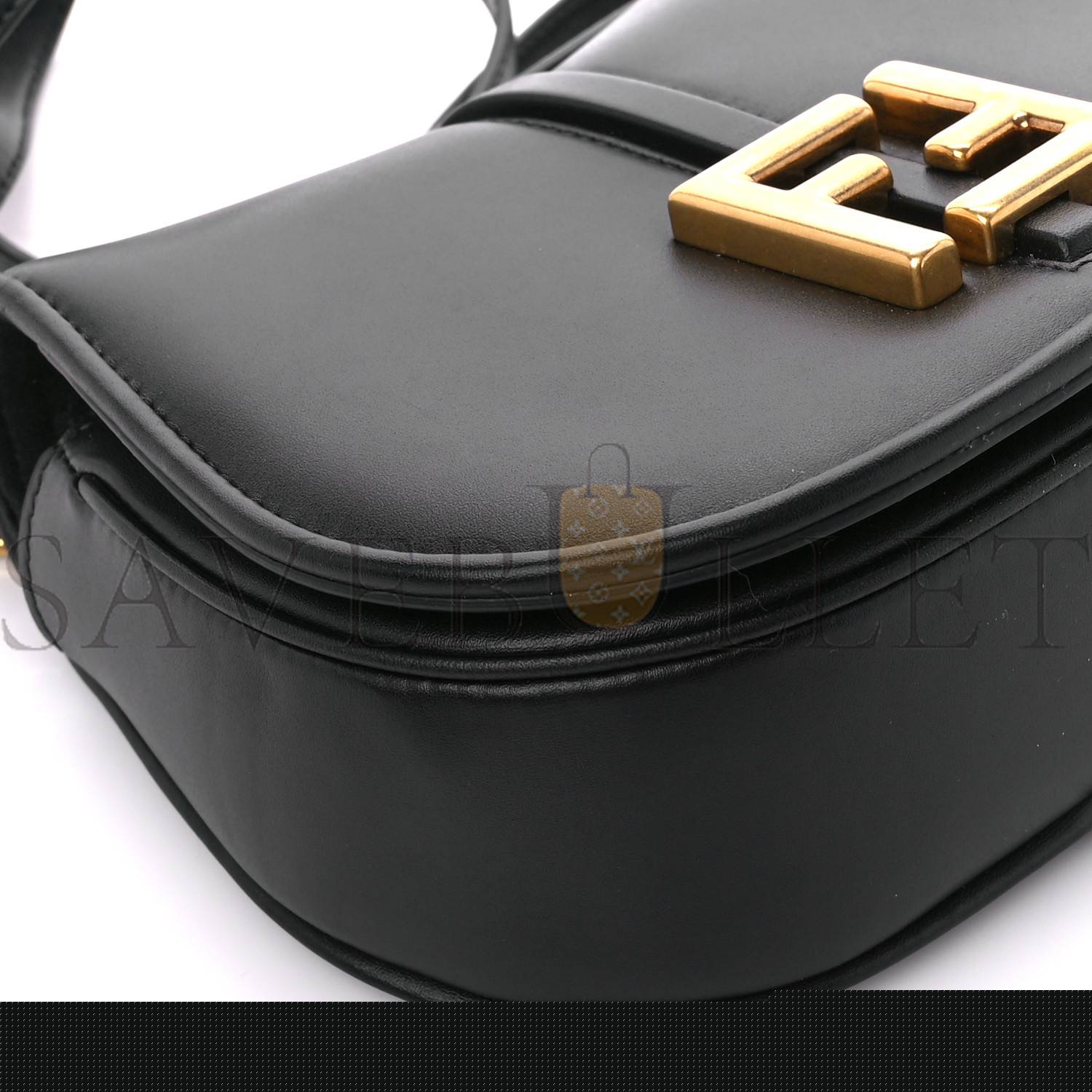 FENDI VITELLO DOLCE CRYSTAL MINI BY THE WAY BOSTON BAG ARDESIA (19*13*9cm)