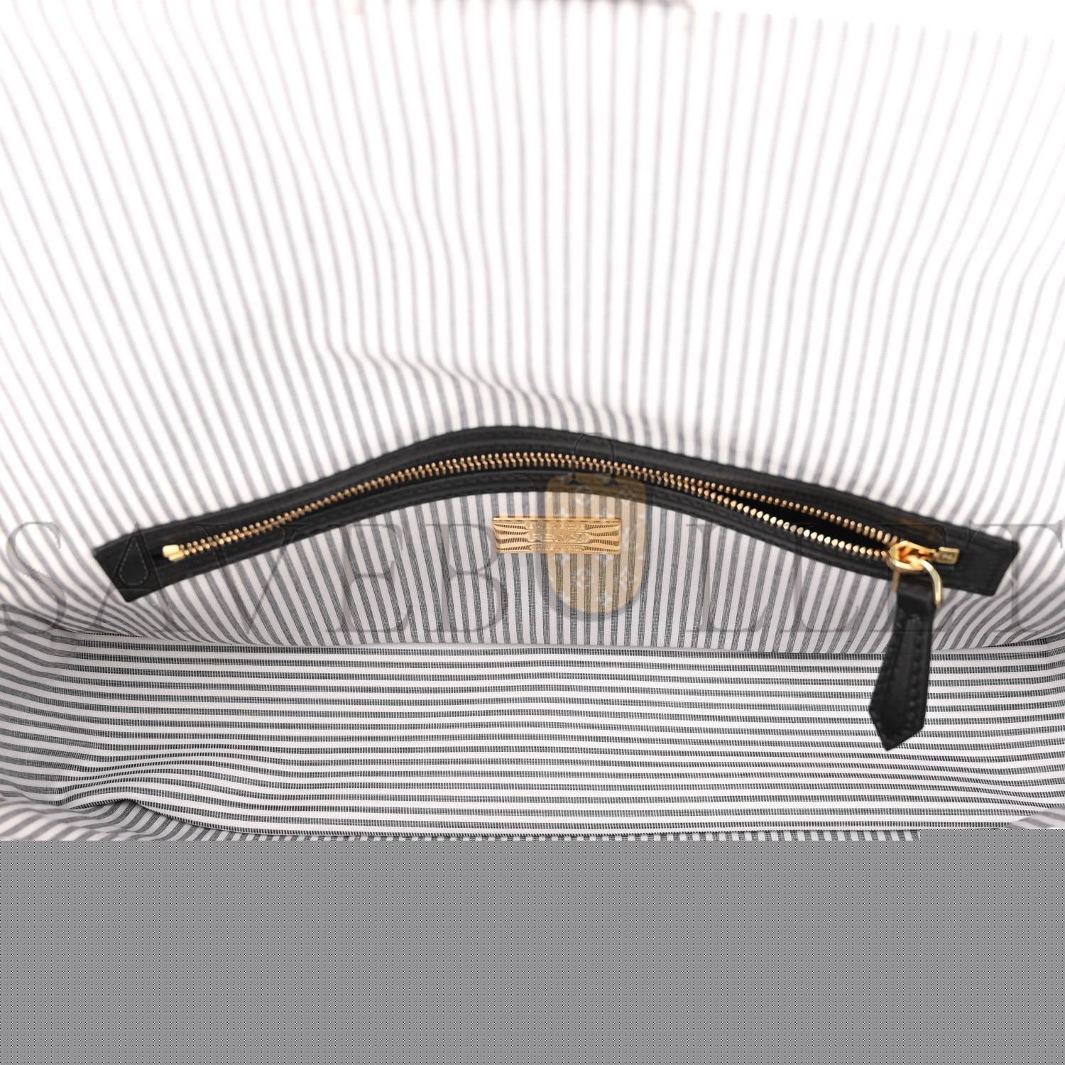 FENDI COTTON CUOIO BRETAGNA STRIPED BAGUETTE GRIGIO WHITE BLACK (27*15*6cm)