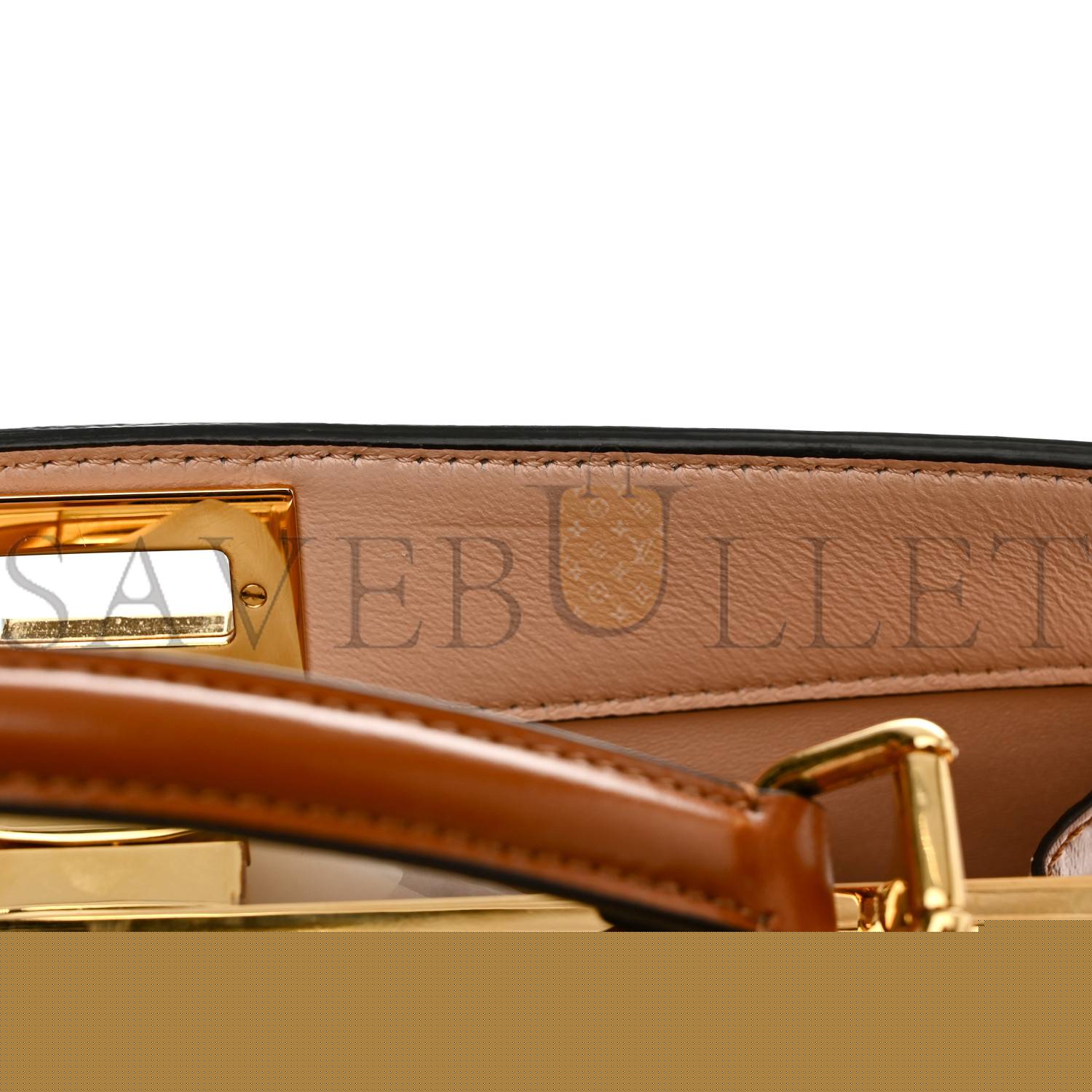 FENDI VITELLO KING LUXOR SHINY NAPPA MEDIUM PEEKABOO I SEE U EAST WEST SATCHEL BRANDY LIGHT ROSE (29*18*10cm)