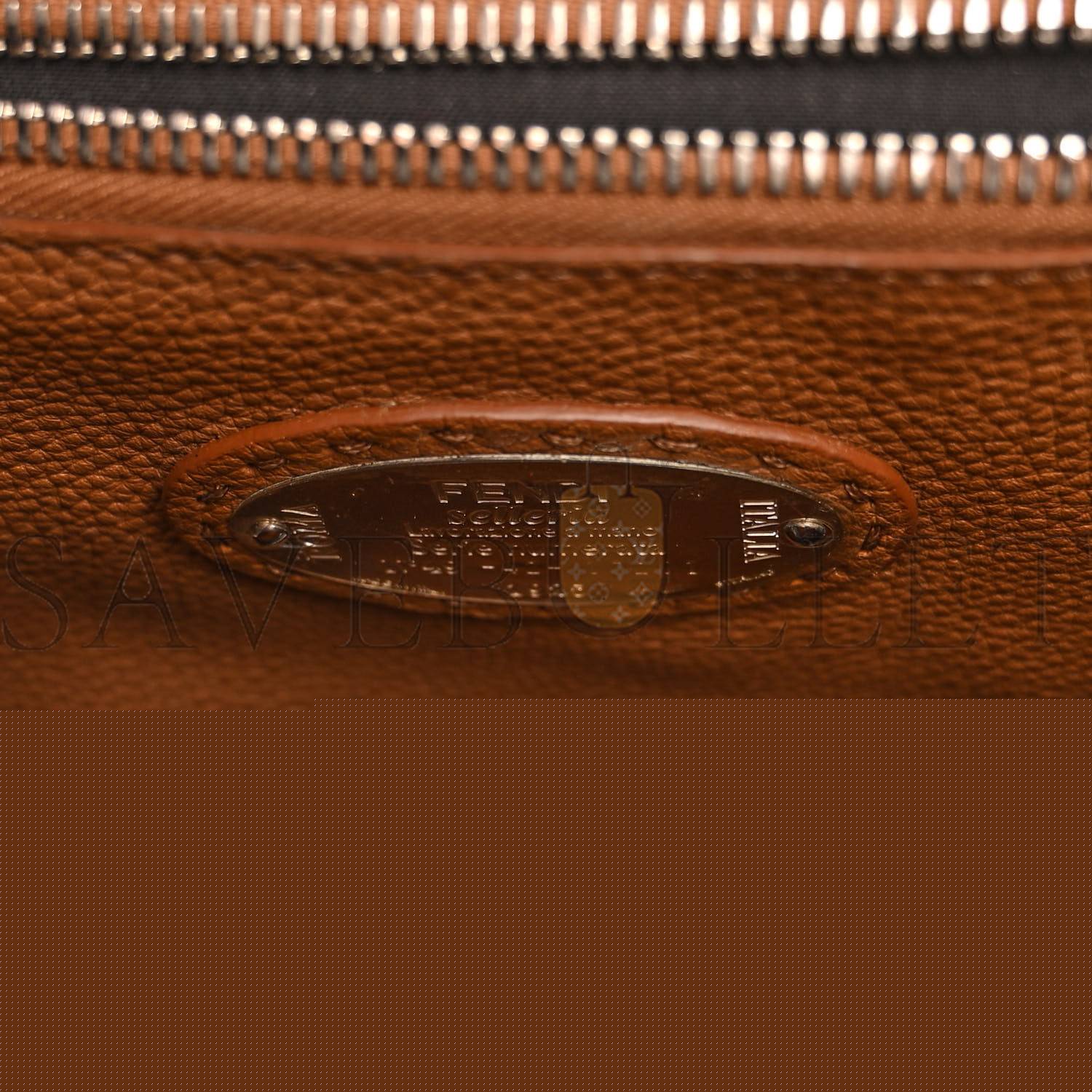 FENDI CUOIO ROMANO SELLERIA BI-COLOR MINI PEEKABOO ICONIC SATCHEL BLACK MOU (34*22*12cm)