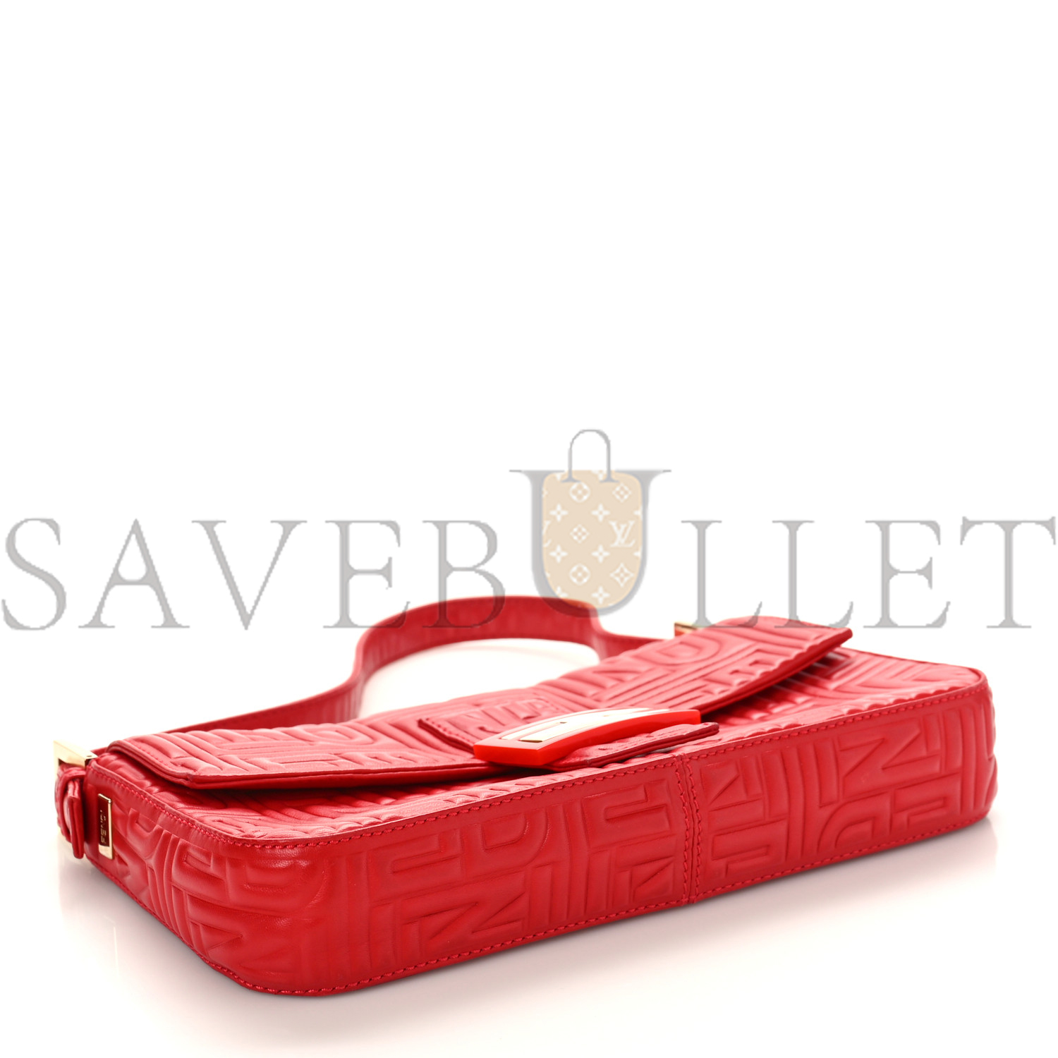 FENDI NAPPA LOGO EMBOSSED BAGUETTE RED (27*15*6cm)