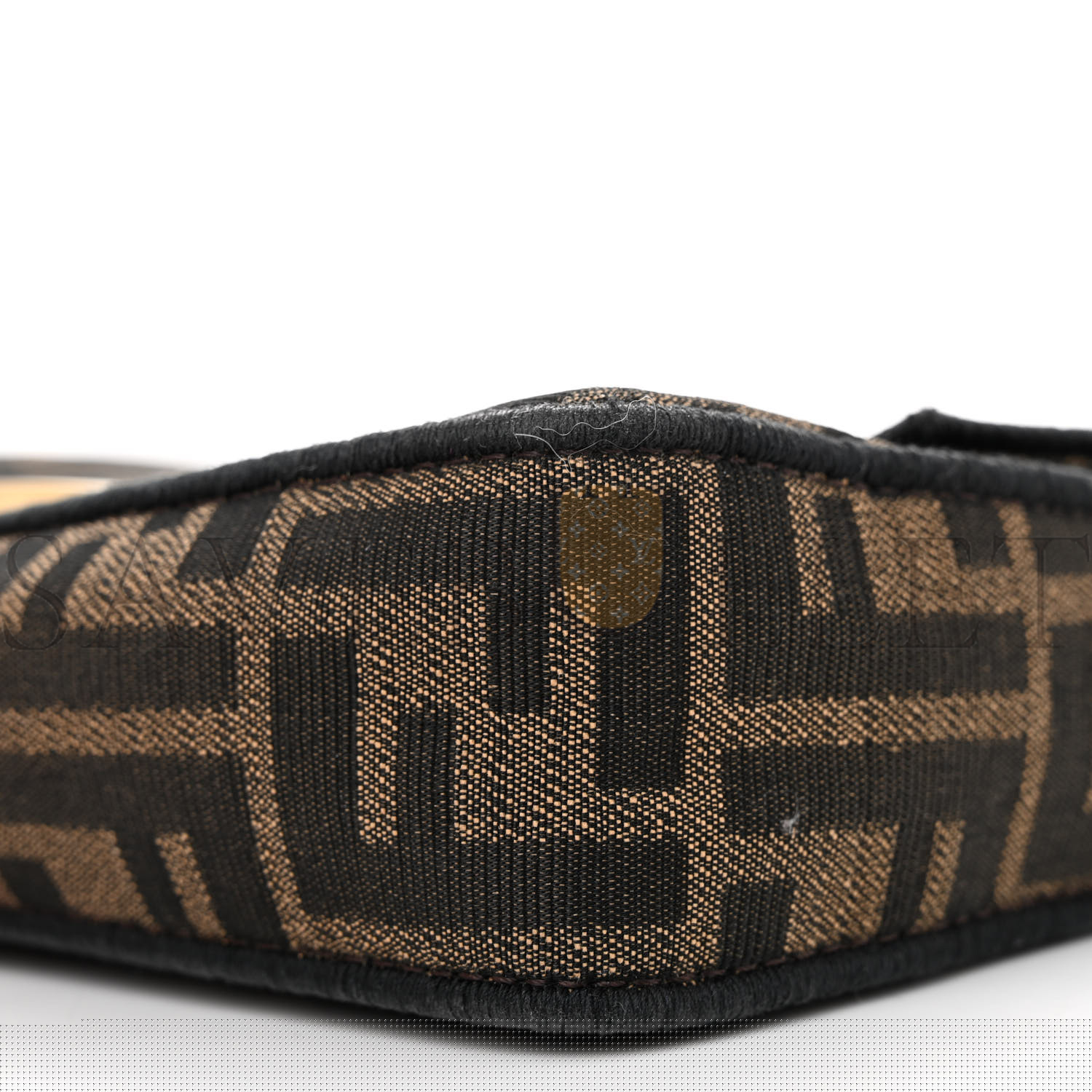 FENDI FABRIC JACQUARD FF 1974 MINI BAGUETTE TOBACCO MORO BLACK (18*11*5cm)