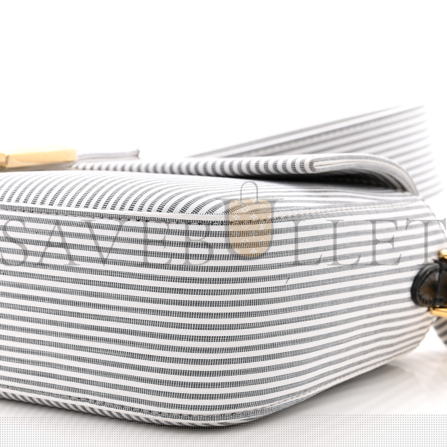 FENDI COTTON CUOIO BRETAGNA STRIPED BAGUETTE GRIGIO WHITE BLACK (27*15*6cm)