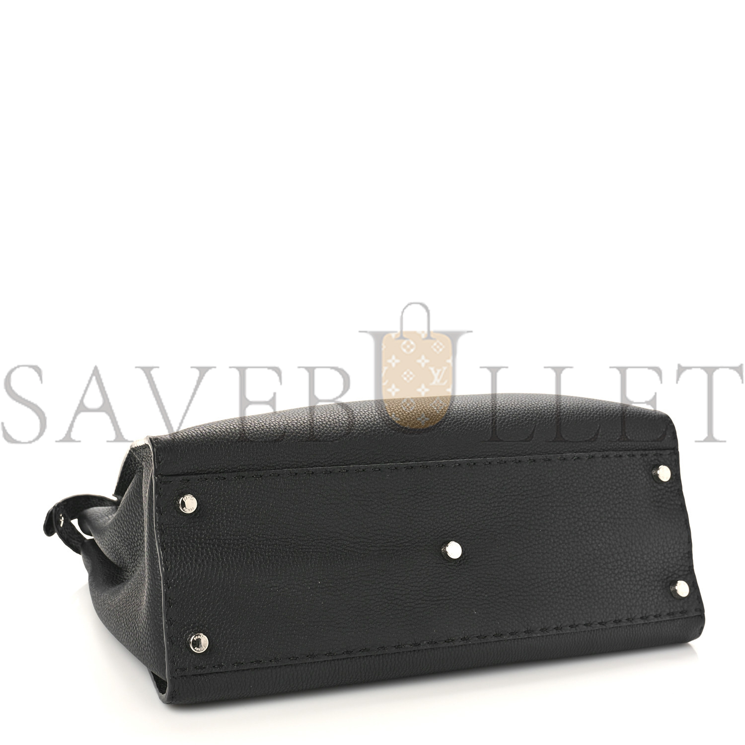FENDI CUOIO ROMANO SELLERIA BI-COLOR PEEKABOO ICONIC SATCHEL BLACK MOU (39*30*18cm)