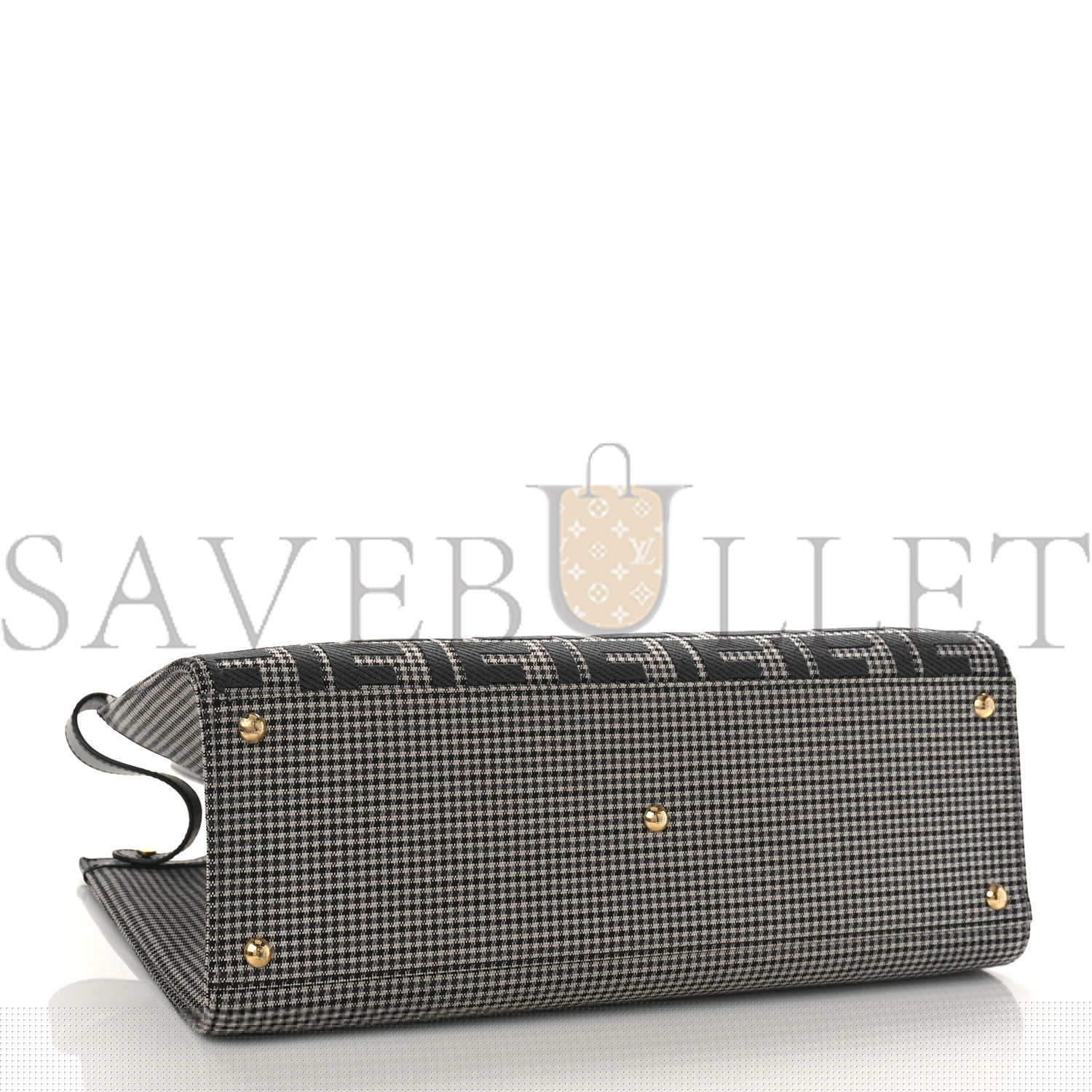 FENDI WOOL VITELLO KING HOUNDSTOOTH FF EMBROIDERED MEDIUM PEEKABOO X-TOTE GRIGIO ANTHRACITE (41*29*16cm)