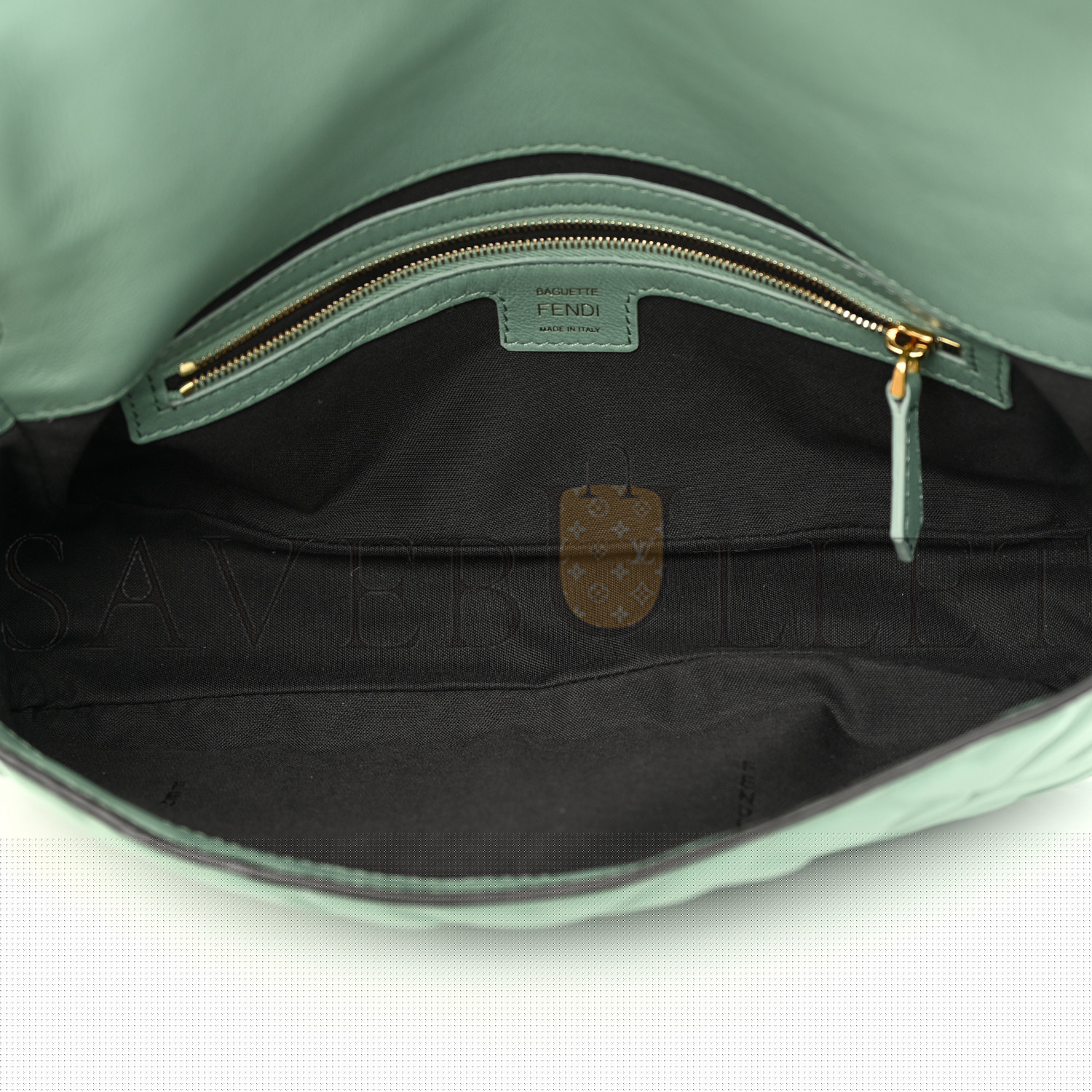 FENDI NAPPA FF 1974 EMBOSSED BAGUETTE MENTA (27*15*6cm)