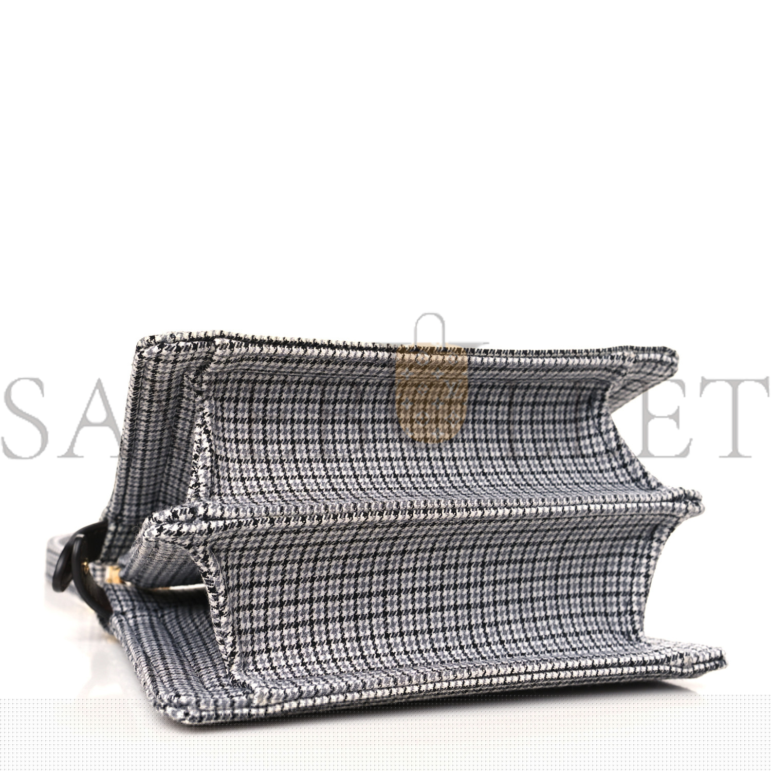 FENDI WOOL FABRIC JACQUARD CUOIO SMALL HOUNDSTOOTH FF 1974 PETITE PEEKABOO I SEE U SATCHEL GRIGIO ANTHRACITE (20*15*11cm)