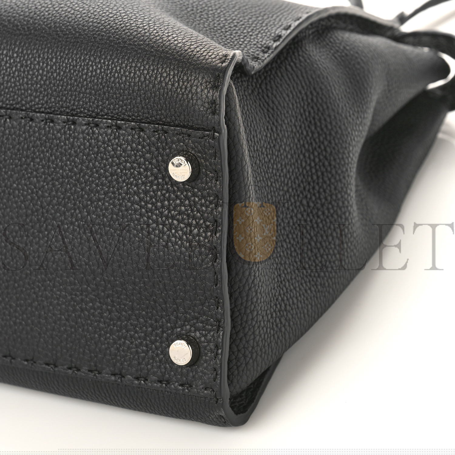 FENDI CUOIO ROMANO SELLERIA BI-COLOR PEEKABOO ICONIC SATCHEL BLACK MOU (39*30*18cm)