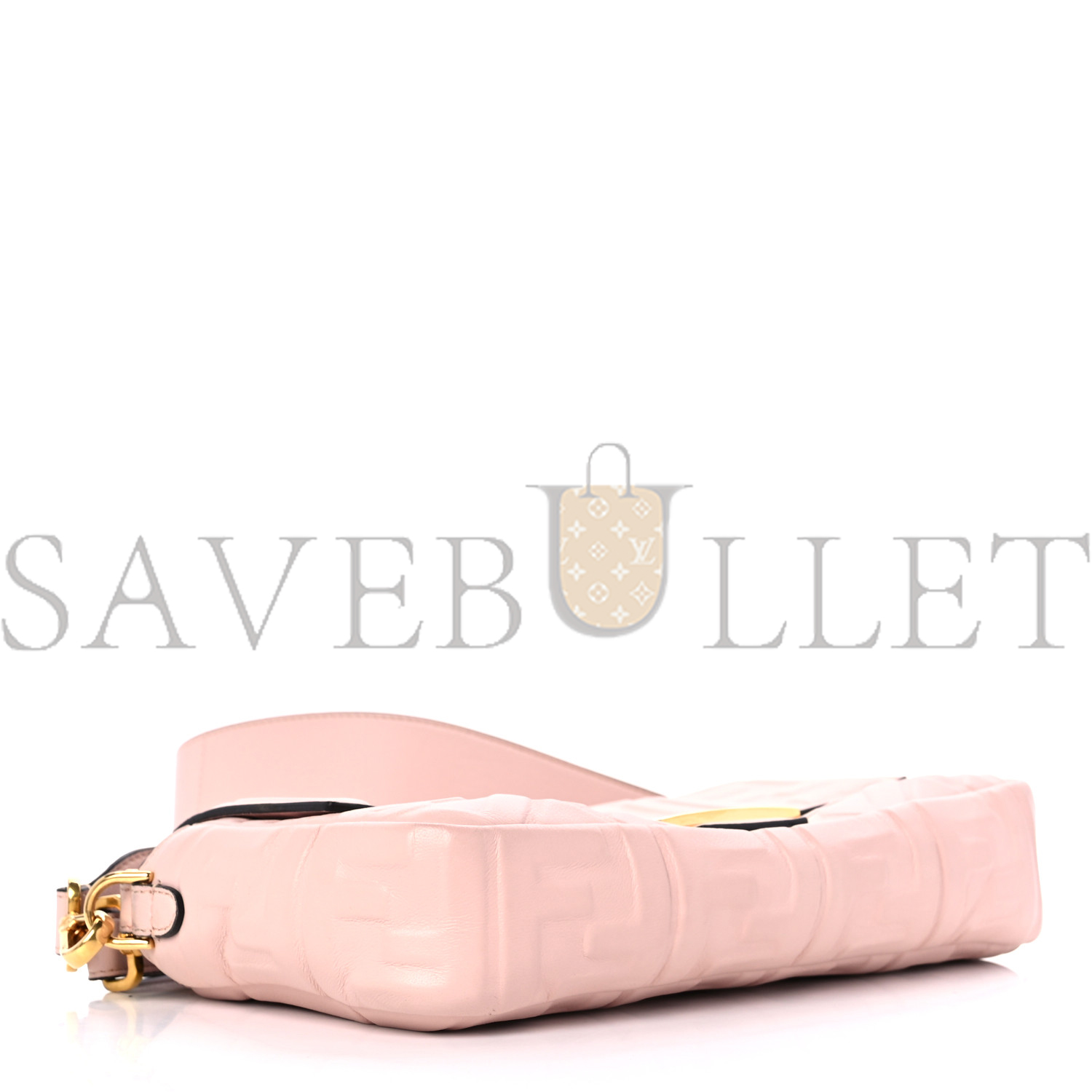 FENDI NAPPA FF 1974 EMBOSSED BAGUETTE ROSA QUARZO (27*15*6cm)