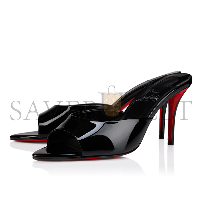 CHRISTIAN LOUBOUTIN MISS Z MULE 80 MM MULES PATENT CALF LEATHER BLACK WOMEN 1250997B439