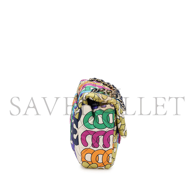 CHANEL MASTER RAINBOW QUILTED NYLON MEDIUM LOGO FLAP GOLD HARDWARE AS2897 (24.5*15*5cm)