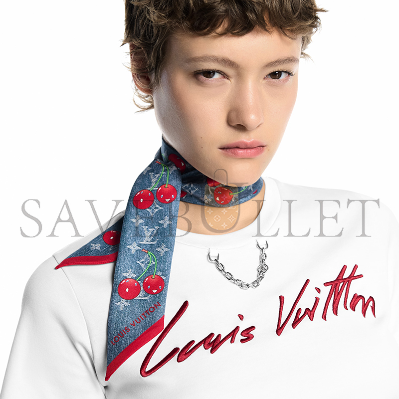 LOUIS VUITTON SCARF MURAKAMI LV X TM DENIM CERISE BANDEAU M96390