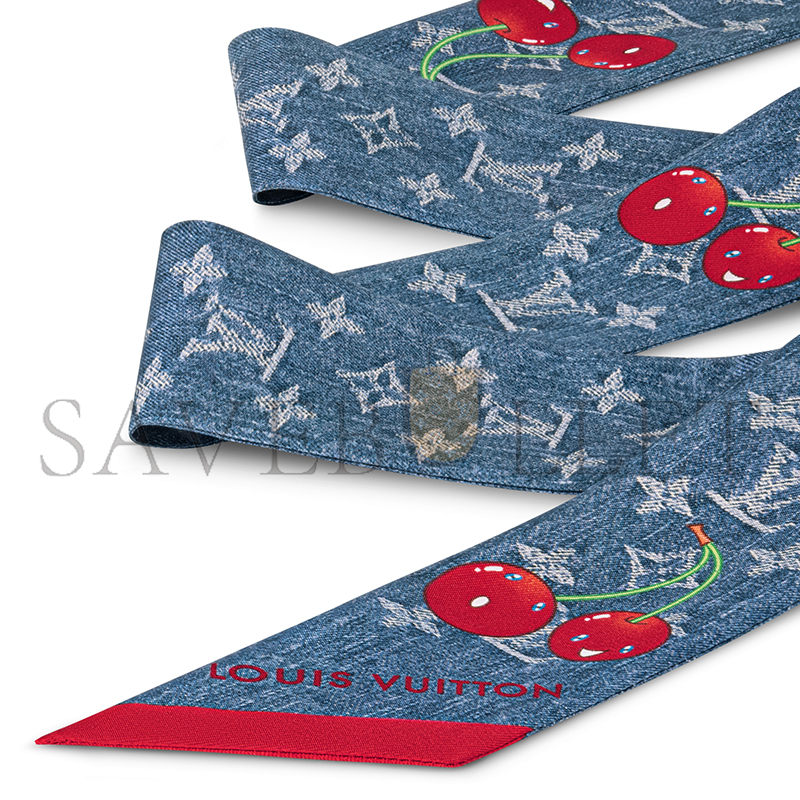 LOUIS VUITTON SCARF MURAKAMI LV X TM DENIM CERISE BANDEAU M96390