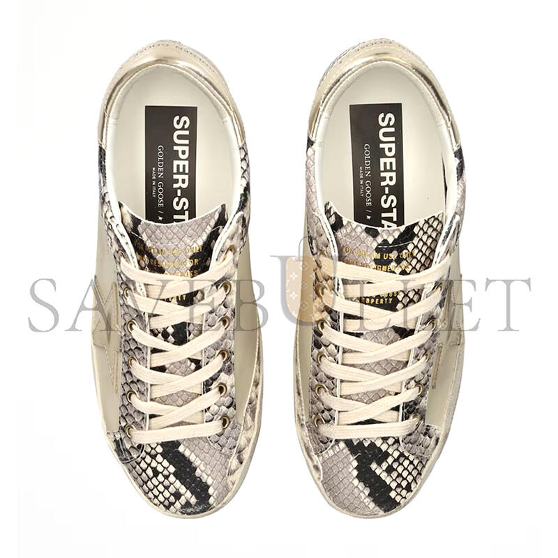GOLDEN GOOSE SUPER STAR LOGO-EMBROIDERED TEXTURED LEATHER LOW-TOP TRAINERS