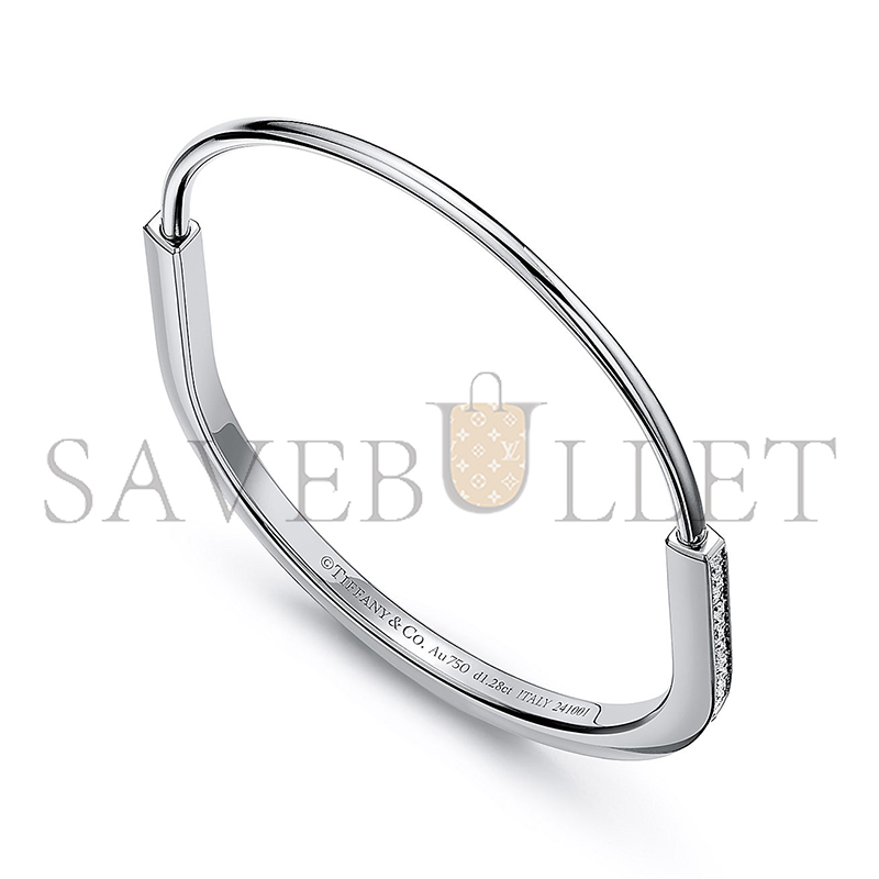TIFFANY NARROW BANGLE IN WHITE GOLD WITH HALF PAVÉ DIAMONDS 74363938