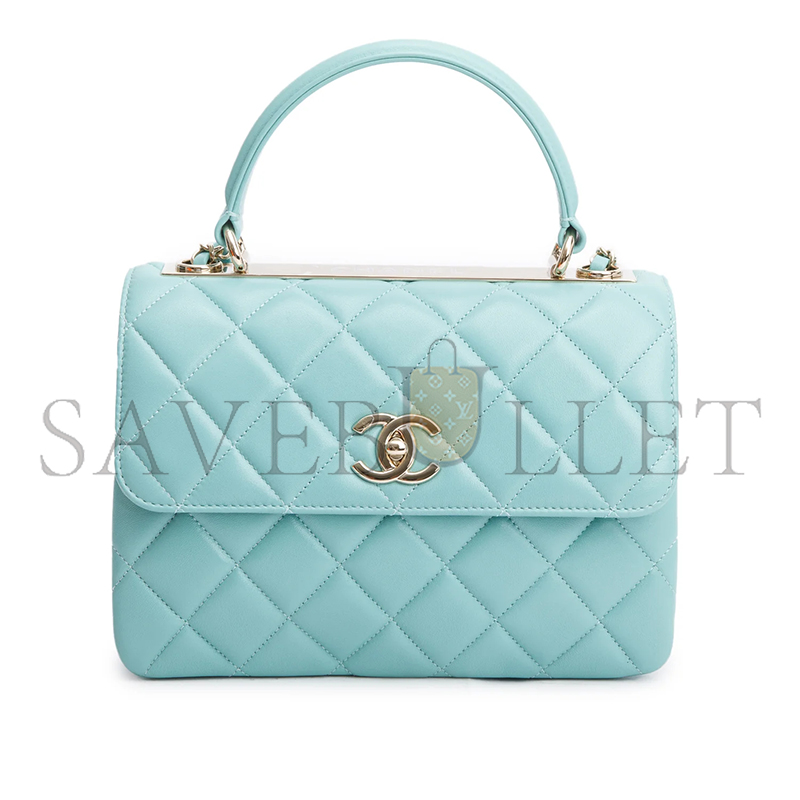 CHANEL LAMBSKIN QUILTED SMALL TRENDY TOP HANDLE BAG A92236 (25*17*12cm)