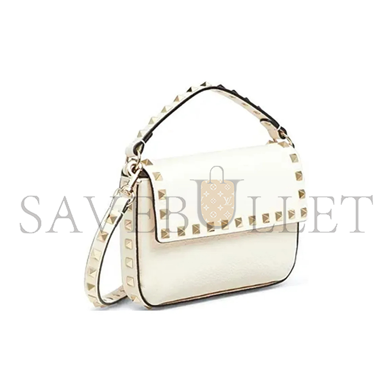 VALENTINO GARAVANI SMALL ROCKSTUD LEATHER TOP HANDLE BAG VW0P0W07VSHI16 (19*13.5*3cm)