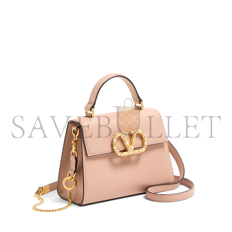 VALENTINO GARAVANI VSLING SMALL HANDBAG IN GRAINY CALFSKIN WITH JEWEL LOGO 7W2B0F53XPW_DYF (22*17*9cm)