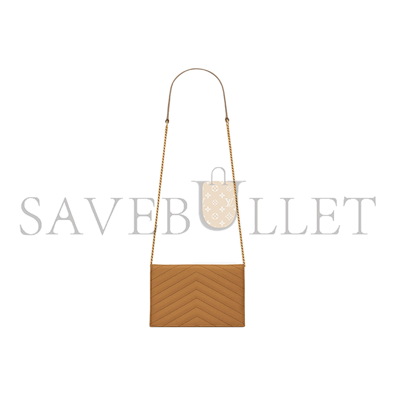 YSL CASSANDRE MATELASSÉ ENVELOPE CHAIN WALLET IN GRAIN DE POUDRE EMBOSSED LEATHER 695108BOW012516 (19*12.5*3.5cm)