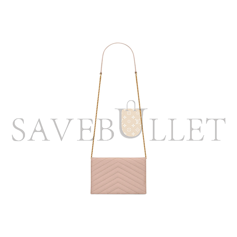 YSL CASSANDRE MATELASSÉ ENVELOPE CHAIN WALLET IN GRAIN DE POUDRE EMBOSSED LEATHER 742920BOW016920 (19*12.5*3.5cm)