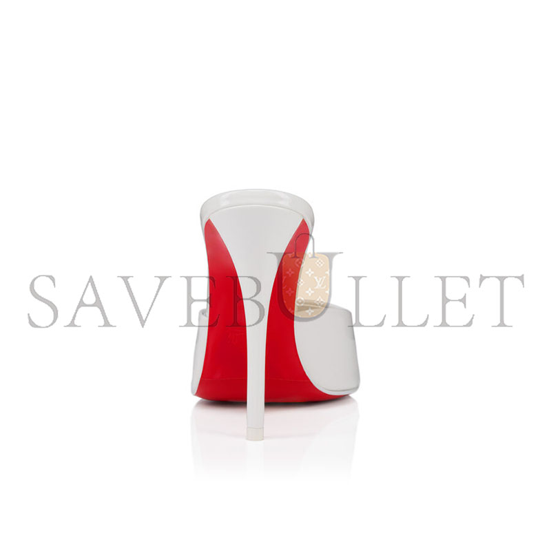 CHRISTIAN LOUBOUTIN MISS Z MULE 100MM OPEN HEEL SANDALS PATENT LEATHER WHITE WOMEN