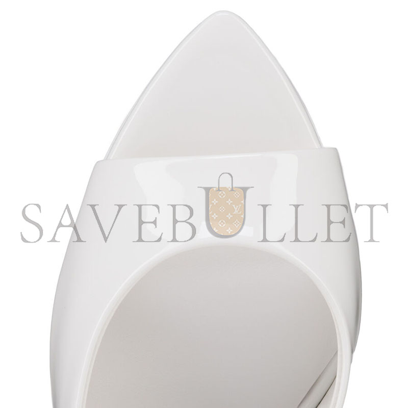 CHRISTIAN LOUBOUTIN MISS Z MULE 100MM OPEN HEEL SANDALS PATENT LEATHER WHITE WOMEN