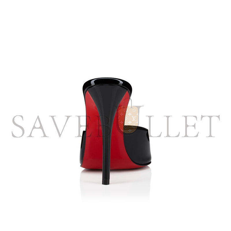 CHRISTIAN LOUBOUTIN MISS Z MULE 100MM OPEN HEEL SANDALS PATENT LEATHER BLACK WOMEN