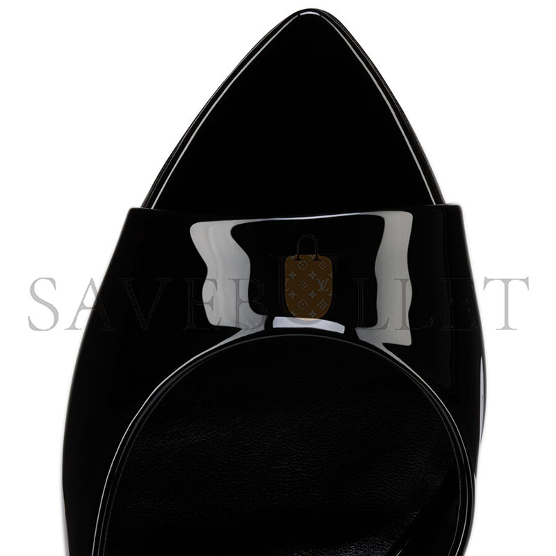CHRISTIAN LOUBOUTIN MISS Z MULE 100MM OPEN HEEL SANDALS PATENT LEATHER BLACK WOMEN