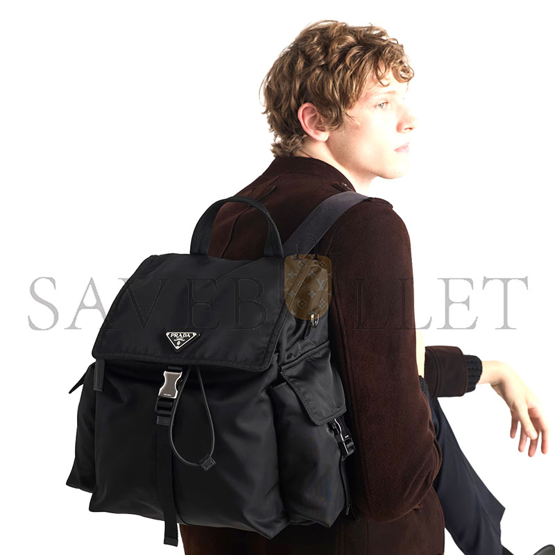 PRADA EXPLORE RE-NYLON GLOSSY LEATHER BACKPACK 2VZ118 (39*37*20cm)