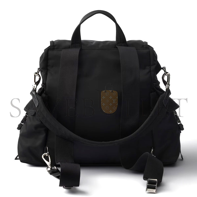 PRADA EXPLORE RE-NYLON GLOSSY LEATHER BACKPACK 2VZ118 (39*37*20cm)