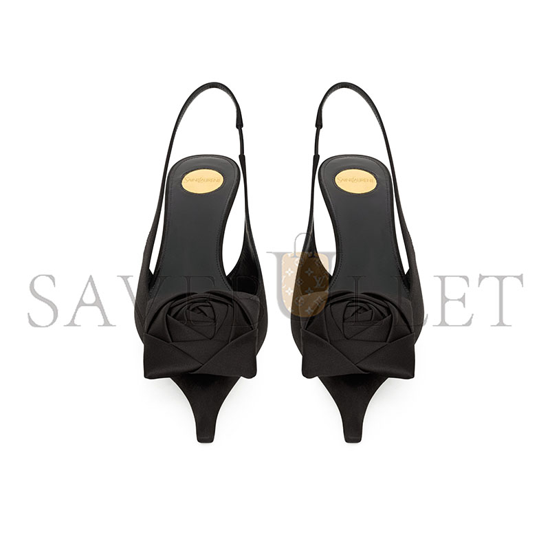 YSL DAKOTA SLINGBACK PUMPS IN SATIN CREPE 8476609QNAG1000