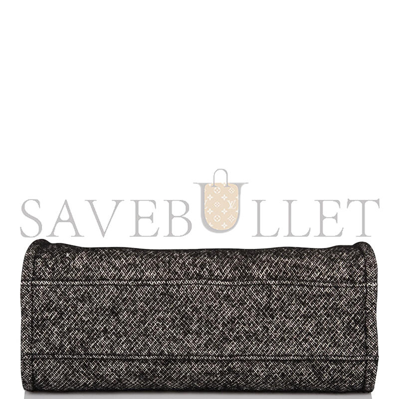 CHANEL SMALL DEAUVILLE SHOPPING BAG BLACK WOOL SILVER HARDWARE  (35*27*16cm)