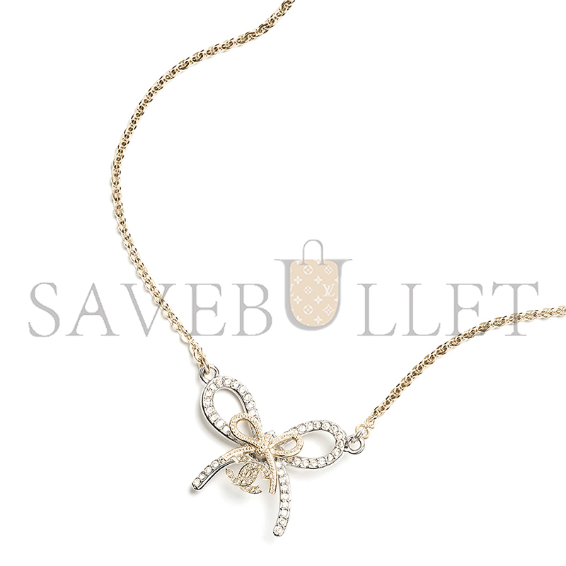 CHANEL PENDANT NECKLACE METAL & DIAMANTÉS SILVER, GOLD & CRYSTAL ABG588