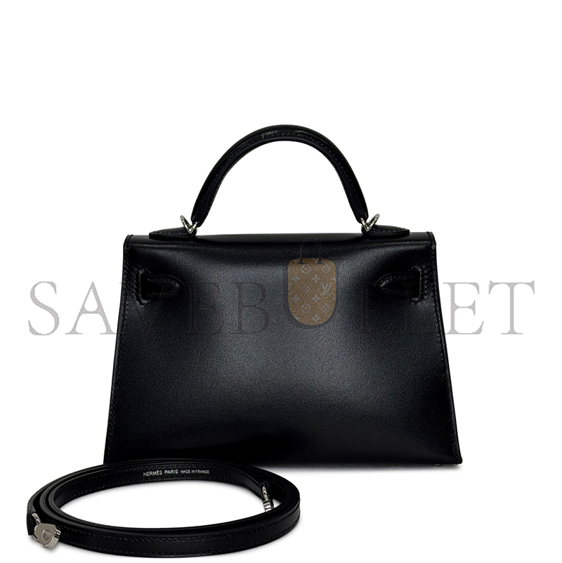 HERMÈS MASATER BLACK BOX CLOUTE STUDDED MINI KELLY II 20 PALLADIUM HARDWARE (20*12*6cm)