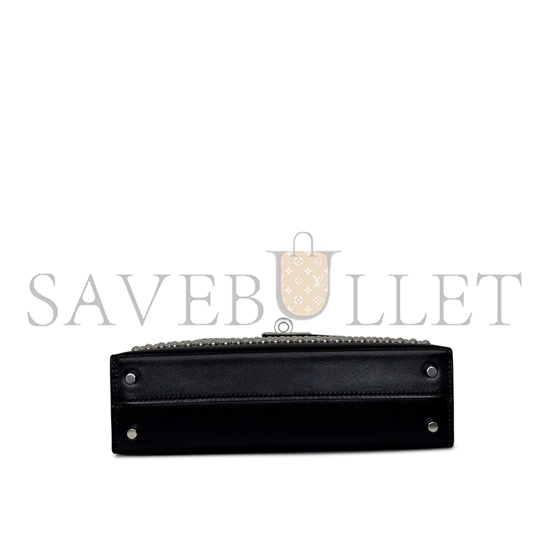 HERMÈS MASATER BLACK BOX CLOUTE STUDDED MINI KELLY II 20 PALLADIUM HARDWARE (20*12*6cm)
