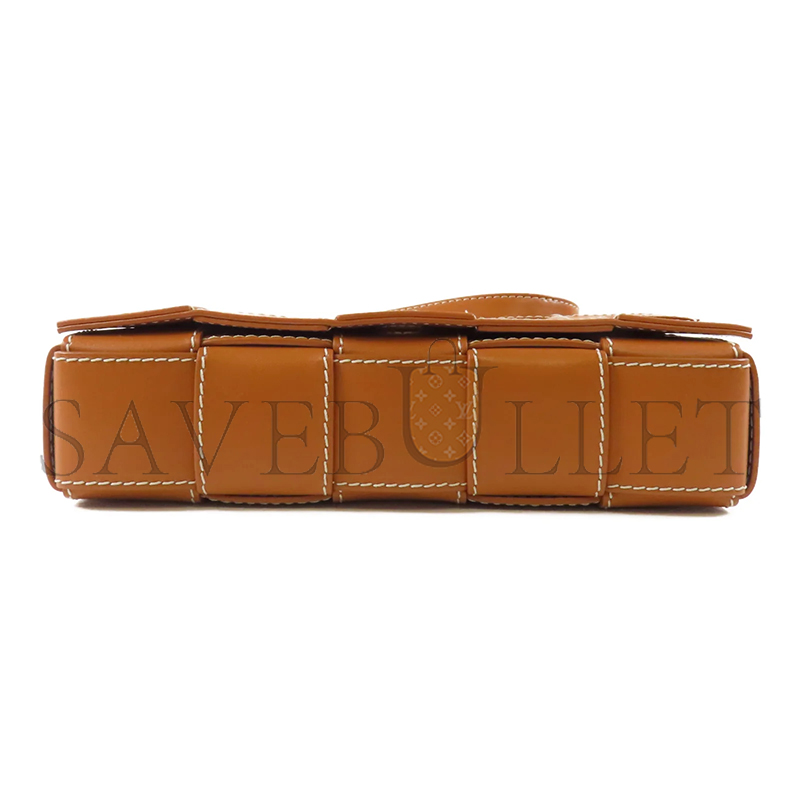 BOTTEGA VENETA LAMBSKIN LEATHER CASSETTE SHOULDER BAG WITH SILVER BUCKLE (23*14*5cm)