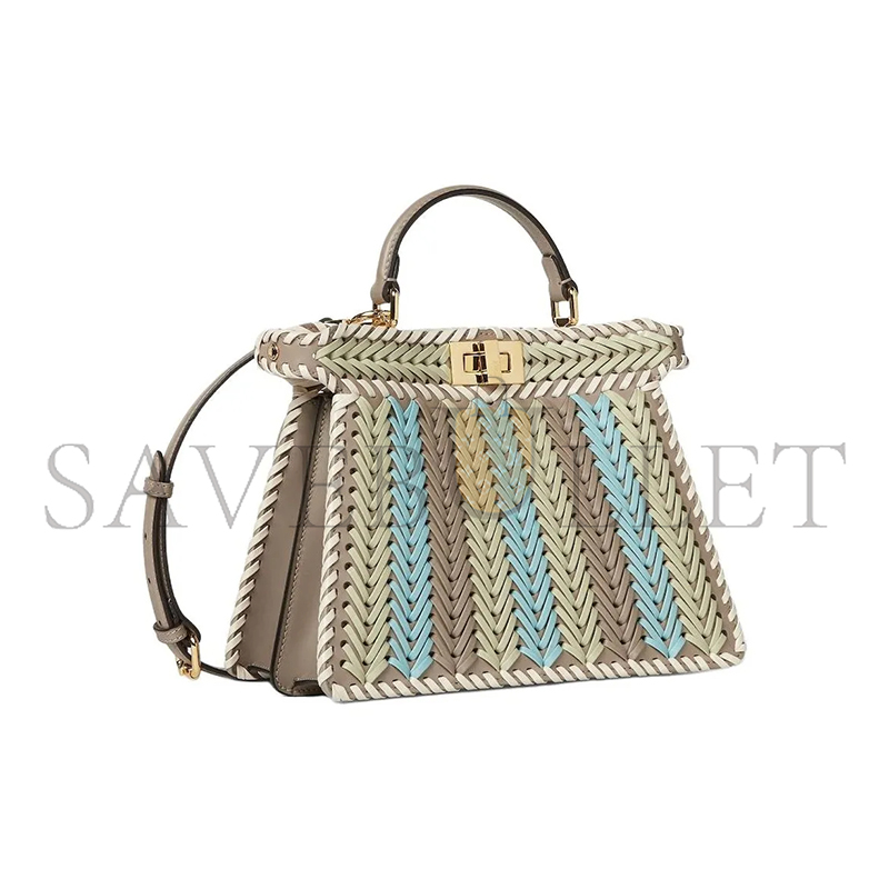 FENDI PEEKABOO ISEEU SMALL MULTICOLORINTERLACED LEATHER BAG 8BN327AS7EF1SYQ (27*21*11cm)