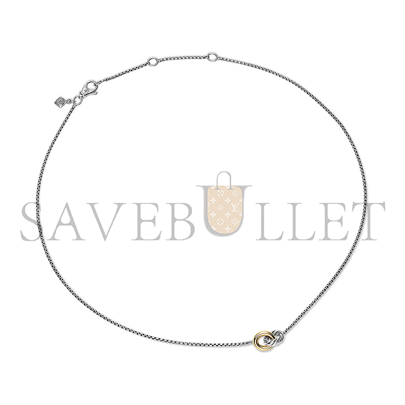 DAVID YURMAN PETITE CABLE LINKED NECKLACE STERLING SILVER WITH 14K YELLOW GOLD, 15MM 192740692154