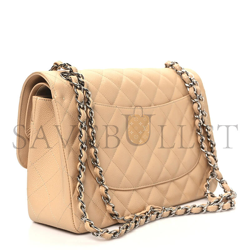 CHANEL MASTER CAVIAR QUILTED SMALL DOUBLE FLAP BEIGE (23*14.5*6cm)