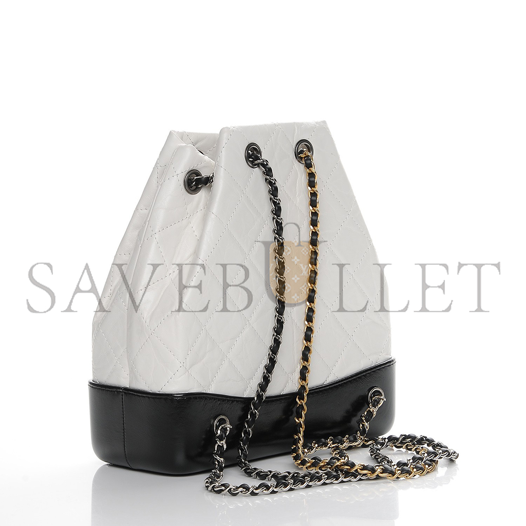 CHANEL MASTER CALFSKIN QUILTED SMALL GABRIELLE BACKPACK BLACK WHITE A94885 (23*22.5*10.5cm)