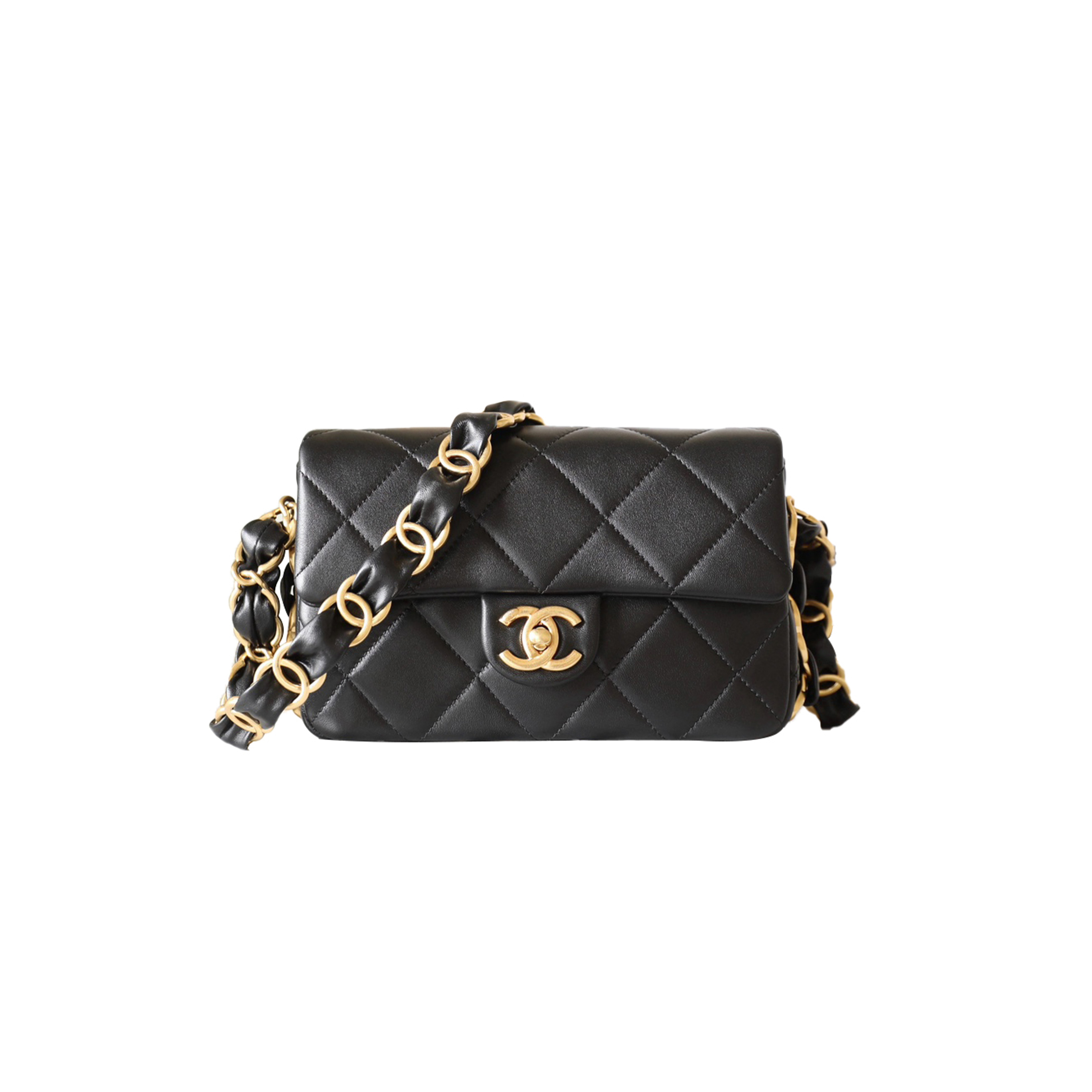 CHANEL DOUBLE C THICK CHAIN COVER MEDIUM BLACK (21*14*7cm)