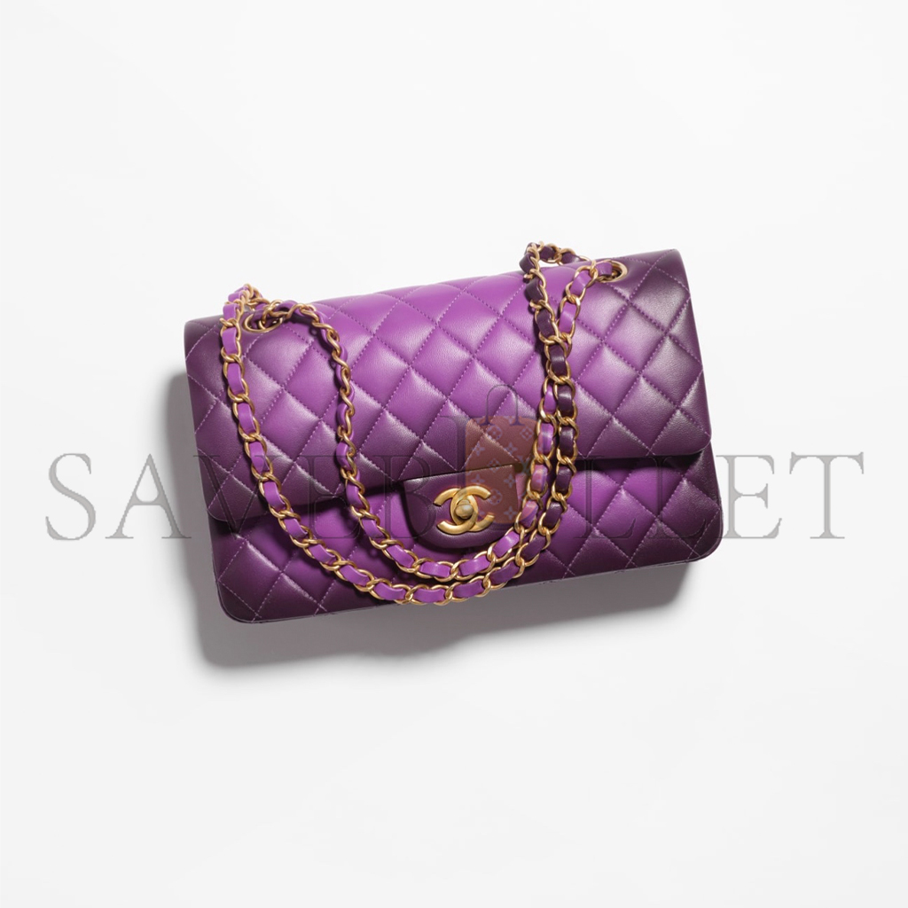 CHANEL MINI BAG WITH TOP HANDLE, SHINY LAMBSKIN & GOLD-TONE METAL (25.5*14*6.5cm)