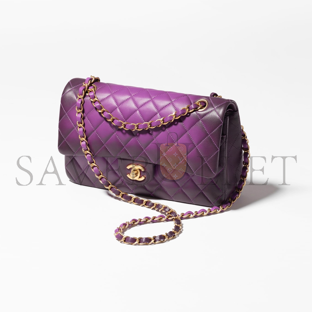 CHANEL MINI BAG WITH TOP HANDLE, SHINY LAMBSKIN & GOLD-TONE METAL (25.5*14*6.5cm)