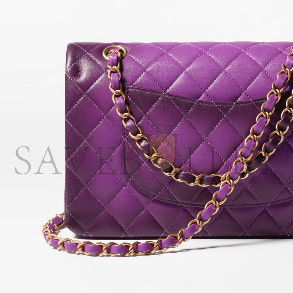 CHANEL MINI BAG WITH TOP HANDLE, SHINY LAMBSKIN & GOLD-TONE METAL (25.5*14*6.5cm)