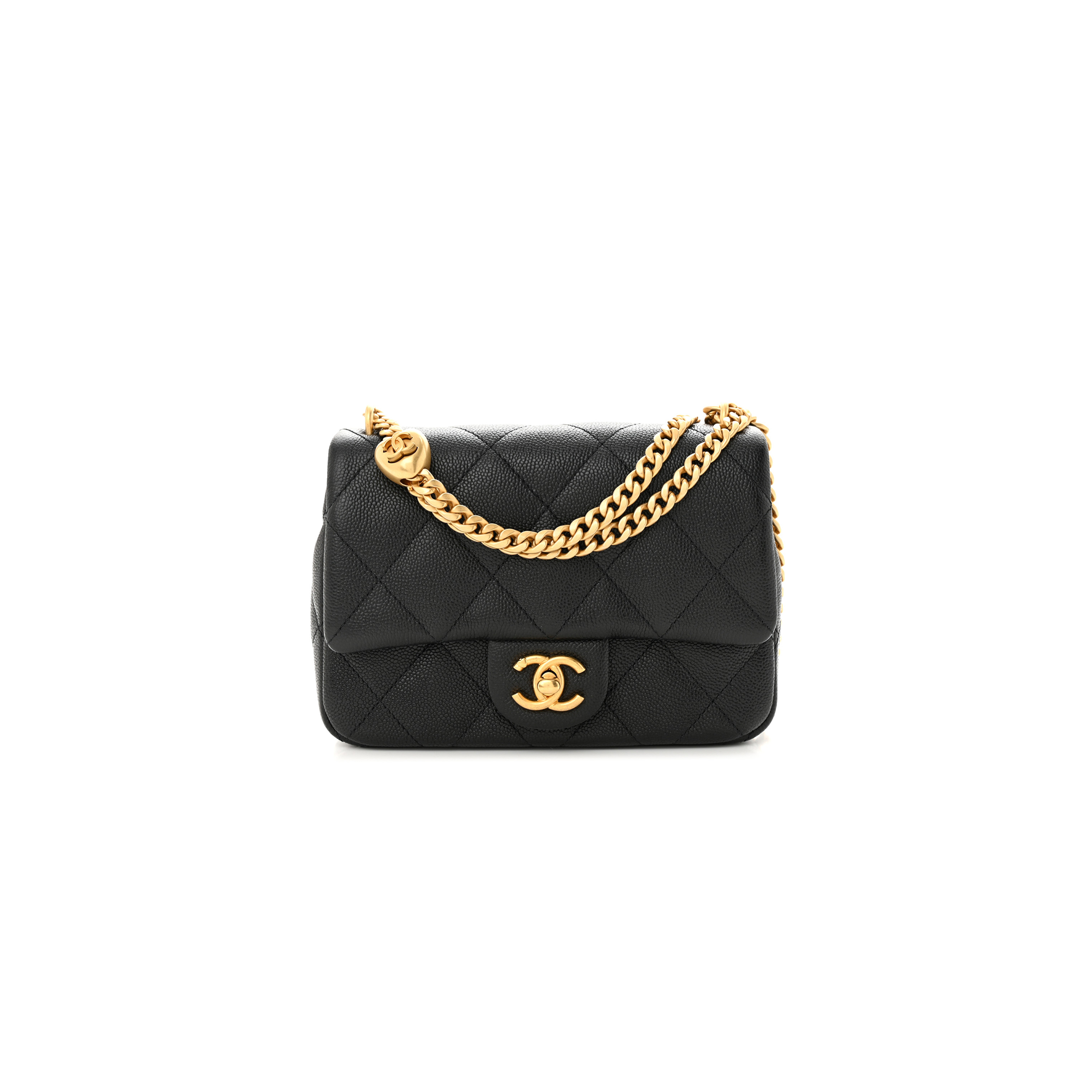 CHANEL CAVIAR QUILTED MINI SWEETHEART FLAP BLACK (20*14*8cm)