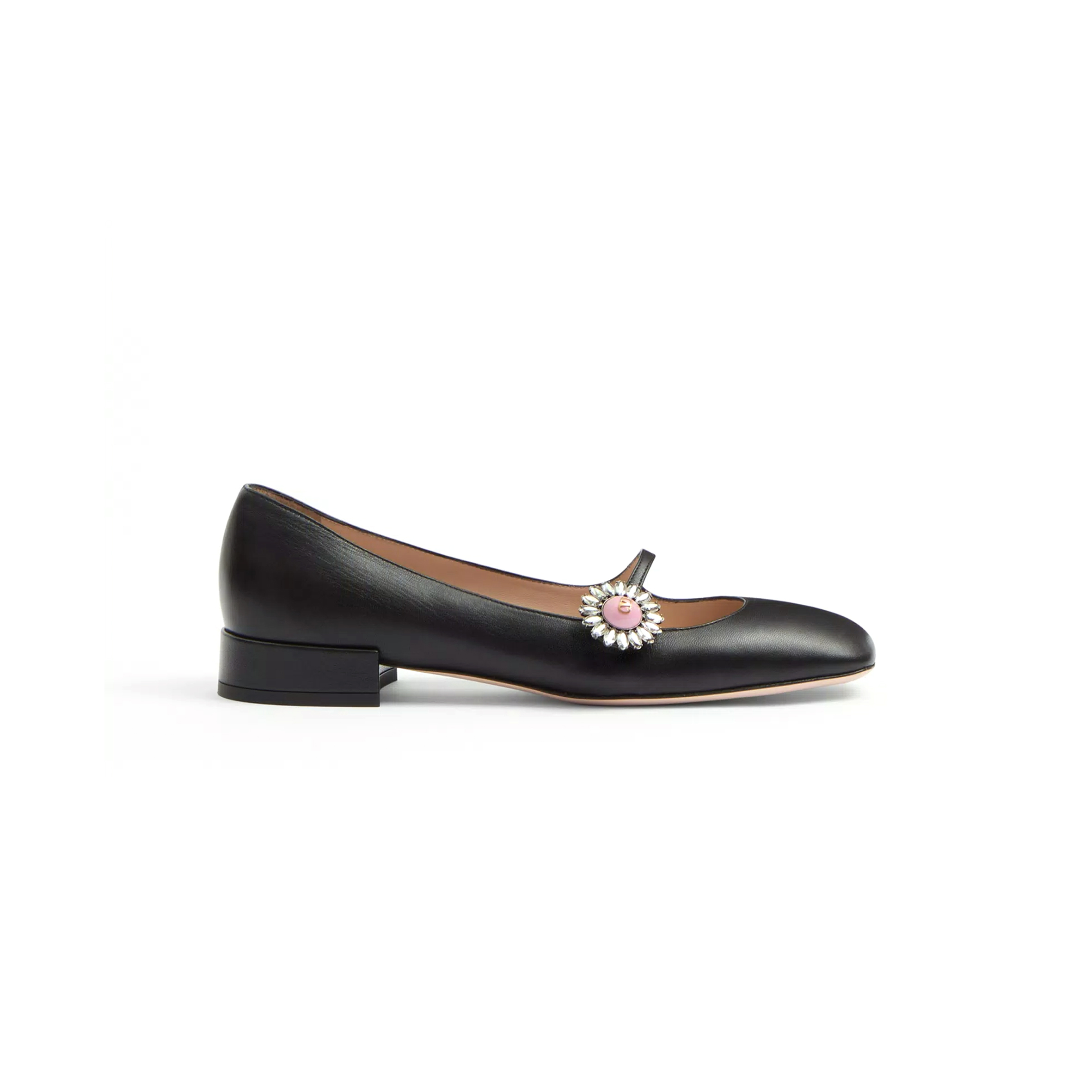 VALENTINO MARY-JANE PRESHOES BALLERINA IN KIDSKIN WITH JEWEL BUTTON 20MM 6W2S0LL7DHS_9TJ