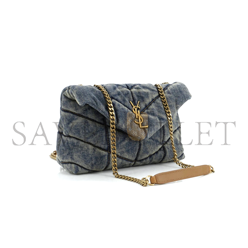 YSL LOULOU PUFFER DENIM CROSSBODY BAG 6203332PT674575 (23*15.8*5.8cm)